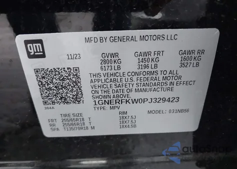 2023 Chevrolet Traverse Fwd Ls из США, поврежденный, VIN 1GNERFKW0PJ329423